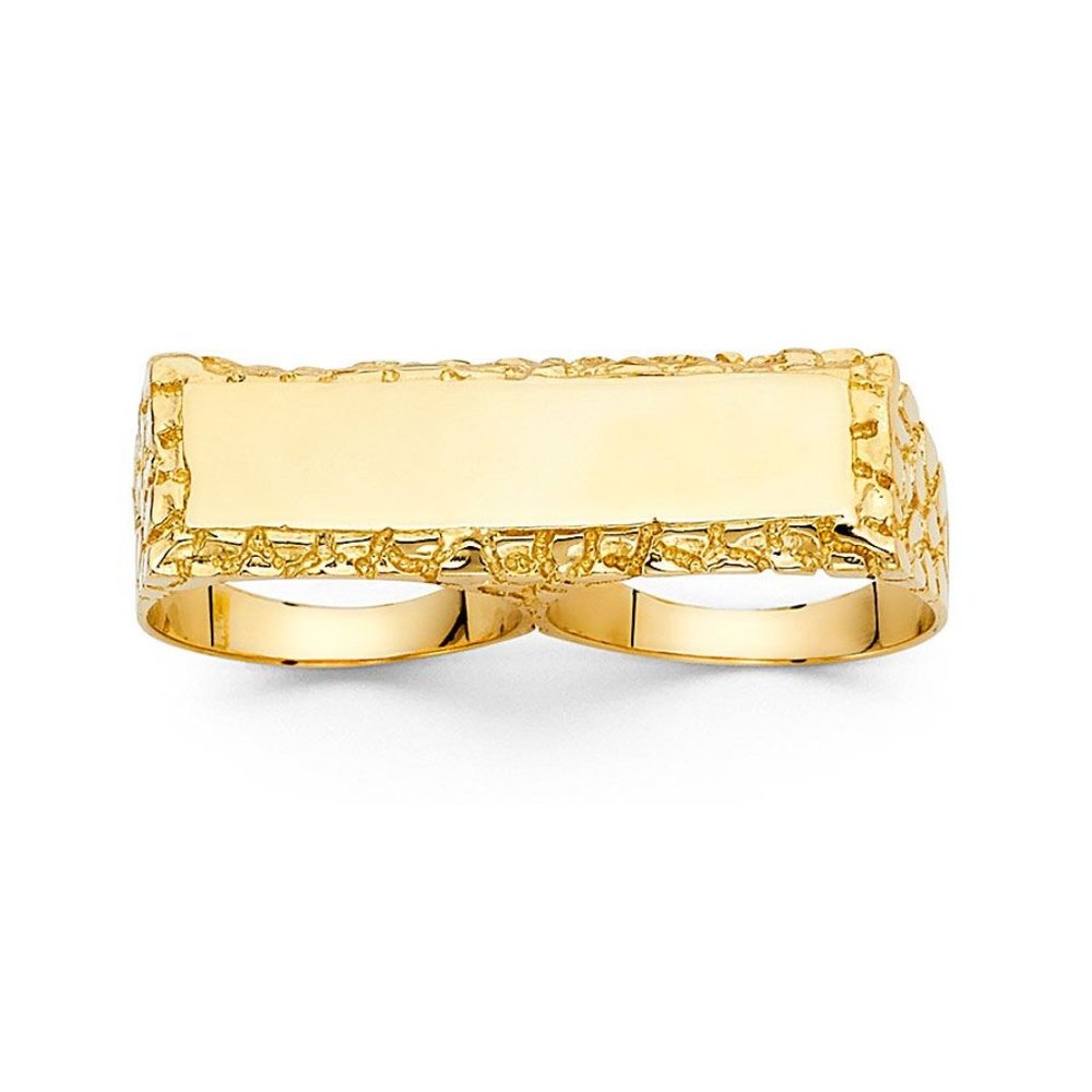 14KT Gold Two Finger Men's Ring 12mm
